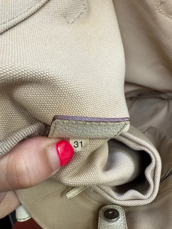 Prada Beige Canvas Shoulder Tote Bag Leather Corners and Handles - Picture 12 of 16